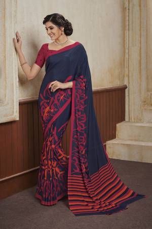 For Your Casual Or Semi-Casual Wear, Grab This Lovely Printed Saree Fabricated On Crepe. This Saree Is Beautified With Prints Which Also Light Weight And Easy To Carry all Day Long.