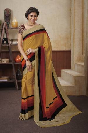 Here Is A Very Pretty Crepe Fabricated Saree with Crepe Fabricated Blouse, Beautified With Prints All Over. This Saree Is Light In Weight And Easy To Carry All Day Long. Buy Now