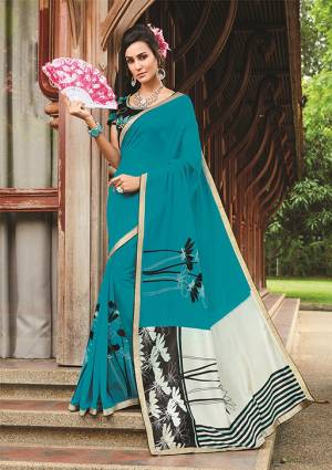 For A Bold And Beautiful Look, Grab This Saree In Blue Color Paired With Black Colored Blouse. This Saree Is Fabricated On Georgette Paired With Art Silk Fabricated Blouse. Buy Now.