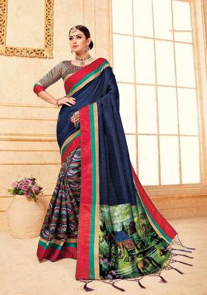 Grab This Beautiful Silk Based Saree For The Upcmong Festive And Wedding Season. This Saree And Blouse Are Fabricated On Art Silk Beautified With Prints All Over It. Its Fabric Gives A Rich Look To Your Personality.