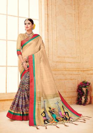 Grab This Beautiful Silk Based Saree For The Upcmong Festive And Wedding Season. This Saree And Blouse Are Fabricated On Art Silk Beautified With Prints All Over It. Its Fabric Gives A Rich Look To Your Personality.
