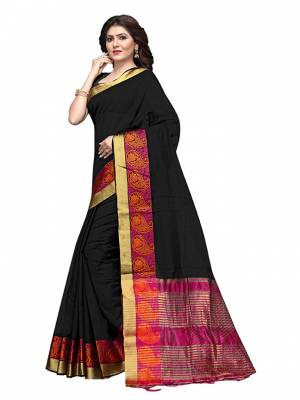 For Your Semi Casuals, Grab This Beautiful Saree Fabricated on Cotton Silk Paired With Cotton Silk fabricated Blouse. It Is Beautified With Weave Making The Saree More Attractive. Buy Now.