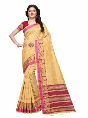 This Festive Season, Feel Comfortable And Look Beautiful Wearing This Lovely Cotton Silk Based Saree Beautified With Weave All. This Saree Is Light In Weight And easy To Carry All Day Long. Buy Now.