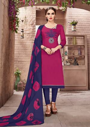 For Your Casual Or Semi-Casual Wear, Grab This Designer Dress Material In Cotton Based Paired With Chiffon Dupatta. You Can Get This Suit Stitched As Per Your Desired Fit And Comfort. 