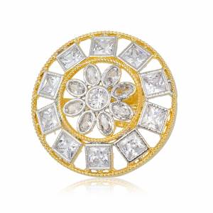 Rich And Elegant Looking Designer Ring Is Here In Golden Color Beautified With Diamond Work. These Rings Are Adjustable And Comfortable To Wear. Pair This Up With Any Colored Attire. Buy Now.