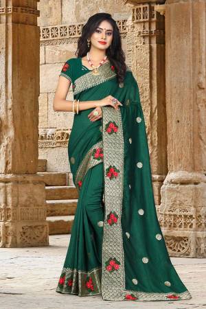 Here Is A Beautiful Designer Saree For All Occasion Wear. This Silk Based Saree And Blouse Are Beautified With Attractive Jari And Thread Emnroidery. Its Fabrics Ensures Superb Comfort All Day Long. 
