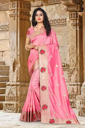 Get Ready For The Upcoming Festive And Wedding Season Wearing This Designer Silk based Saree Beautified With Jari And Thread Work. This Saree Gives A Rich Look To Your Personality. 