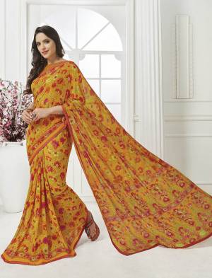 Simple And Elegant Looking Saree Is Here For Your Casual Wear. This Saree And Blouse are Fabricated On Georgette Beautified With Prints All Over. Buy Now.