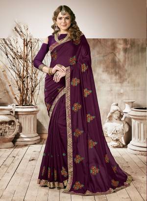 New Shade Is Here To Add Into Your Wardrobe With This Designer Saree In Wine Color Paired With Wine Colored Blouse. This Saree Is Georgette Based Paired With Art Silk Fabricated Blouse. Buy Now.