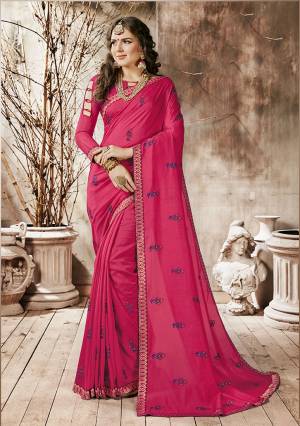 Shine Bright Wearing This Designer Saree In Dark Pink Color Paired With Dark Pink Colored Blouse. This Saree Is Georgette Based Paired With Art Silk Fabricated Blouse. Its Fabric Ensures Superb Comfort All Day Long. 