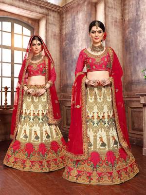 Here Is A Beautiful And Heavy Designer Lehenga Choli For The Upcoming Wedding Season. This Lehenga Choli Is Silk Based Paired With Net Fabricated Dupatta. It Is Light In Weight And Comfortable To Carry Throughout The Gala. Buy Now.