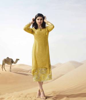 Here Is  Very Pretty Festive Shade With This Designer Readymade Kurti In Yellow Color Fabricated On Georgette With Printed Crepe Inner. It Is Available In All Sizes, Buy As Per Your Comfort. 