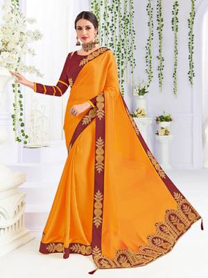 Presenting this Musturd yellow color two tone bright georgette saree. Ideal for party, festive & social gatherings. this gorgeous saree featuring a beautiful mix of designs. Its attractive color and heavy designer embroidered saree, patch design, stone design, beautiful floral design all over work over the attire & contrast hemline adds to the look. Comes along with a contrast unstitched blouse.