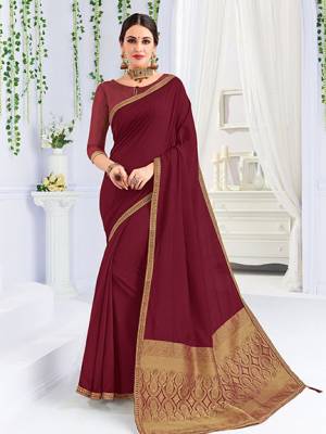 Change your wardrobe and get classier outfits like this gorgeous maroon color silk fabrics saree. Ideal for party, festive & social gatherings. this gorgeous saree featuring a beautiful mix of designs. Its attractive color and heavy designer embroidered saree, stone design, beautiful floral design all over work over the attire & contrast hemline adds to the look. Comes along with a contrast unstitched blouse.