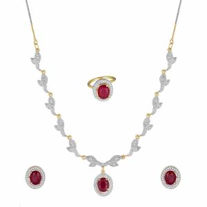 Grab This Pretty Elegant And Delicate Patterned Pendant Set Which Comes With A Pair Of Earrings & A Ring. This Pretty Set Is Light In Weight And Easy To Carry All Day Long. Also It Can Be Paired With Any Colored Attire. Buy Now.