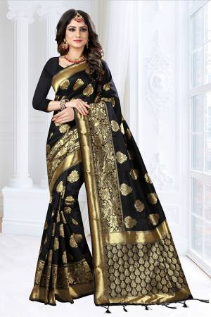 Enhance Your Personality In This Designer Silk Based Saree. This Saree Is Fabricated On Banarasi Art Silk Paired With Art Silk Fabricated Blouse Beautified With Weave All Over It. Also It Is Durable And Easy To Drape.