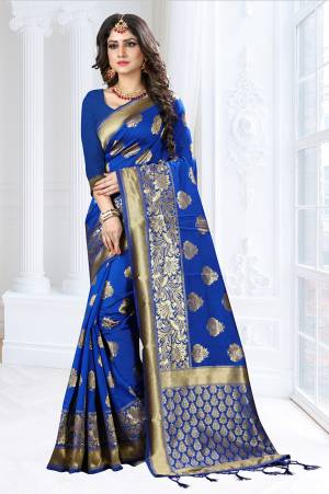 This Festive Season, Feel Comfortable And Look Beautiful Wearing?This Lovely Banarasi Art Silk Based Saree Beautified With Weave All. This Saree Is Light In Weight And easy To Carry All Day Long. Buy Now.