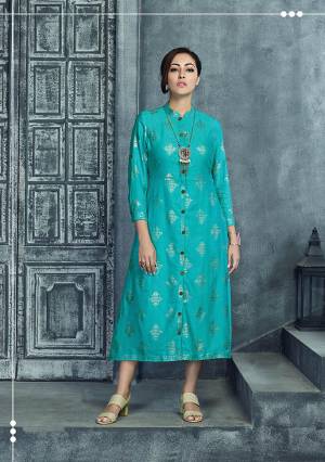 Add This Beautiful Readymade Kurti In A-Line Pattern In Lovely Blue Color. This Kurti Is Rayon Fabricated Which Is Soft Towards Skin And Ensures Superb Comfort All Day Long. Also It Is Available In All Regular Sizes. 