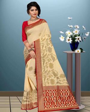 Celebrate This Festive Season Wearing This Silk Based Saree Beautified With Attractive Weave. This Pretty Saree Is Fabricated On Moonga Art Silk Paired With Art Silk fabricated Blouse. This Saree Is Light Weight, Durable And Easy to Carry All Day Long. Buy Now.