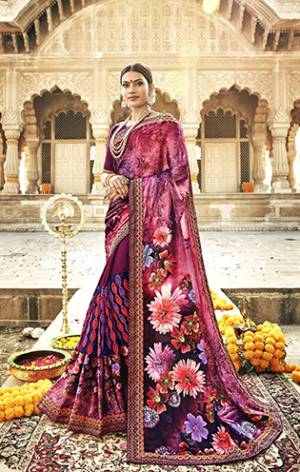 Catch All The Limelight Wearing This Designer Saree In Magenta Pink Color Paired With Magenta Pink Colored Blouse. This Saree Is Fabricated On Satin Georgette And Net Paired With Art Silk Fabricated Blouse. Both The Fabrics Are Light Weight And Easy To Carry All Day Long. 
