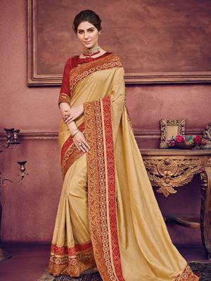 Presenting this beige color two tone silk fabrics saree. Ideal for party, festive & social gatherings. this gorgeous saree featuring a beautiful mix of designs. Its attractive color and heavy designer embroidered saree, sequence design, stone design, beautiful floral design all over work over the attire & contrast hemline adds to the look. Comes along with a contrast unstitched blouse.