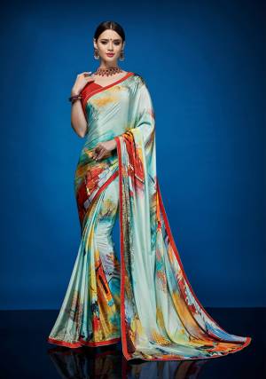 Add Some Semi-Casuals To Your Wardrobe With This Pretty Abastrct Printed Saree Fabricated Crepe Silk Paired With Crepe Silk Fabricated Blouse. It Is Durable, Easy To Drape And Carry All Day Long. 