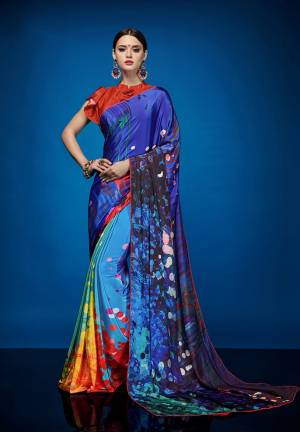 This Season Adorn A Beautiful And Colorful look Wearing This Pretty Saree Fabricated On Crepe Silk Paired With Crepe Silk Fabricated Blouse. It Has Attractive Abstract Prints All Over The Saree. Buy Now. 