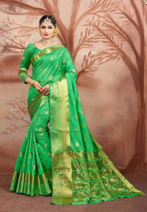 Shine Bright Wearing This Designer Saree Fabricated On Cotton Silk Paired With Cotton Silk Fabricated Blouse. This Saree And Blouse Are Beautifed With All Over. Buy This Saree Now.