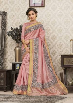Look Pretty In This Pretty Girly Color Pallete With This Saree In Light Pink Color Paired With Light Pink Colored Blouse. This Saree And Blouse are Fabricated On Art Silk Beautified With Printed Lace Border. 
