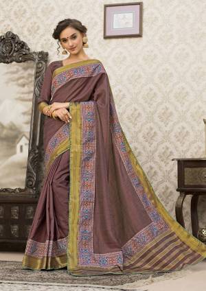A Must Have In Every Womens Wardrobe Is Here, Grab This New And Trending Mauve Colored Saree Paired With Mauve Colored Blouse. This Saree And Blouse Are Fabricated On Art Silk Which Gives A Rich Look To Your Personality.