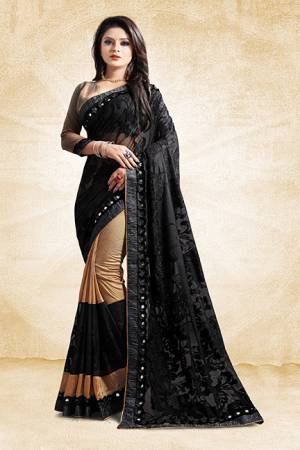 Get Ready For The Next Party At Your Place With This Designer Saree In Beige And Black Color Paired With Beige Colored Blouse. This Saree Is Fabricated On Art Silk And Brasso Paired With Art Silk Fabricated Blouse. Its Unique Pattern Will Earn You Lots Of Compliments From Onlookers. 