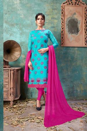 For Your Semi-Casual Wear, Grab This Pretty Chandri Cotton Based Dress Material Paired With Cotton Bottom And Chiffon Dupatta.Get This Stitched As Per Your Desired Fit And Comfort. Its Top Is Beautified With Contrasting Thread Work. Buy Now