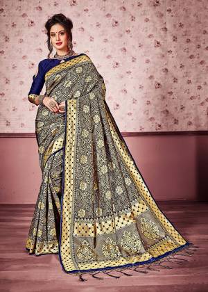 For a Bold And Beautiful Look, Grab This Heavy Woven Designer Silk Based Saree In Navy Blue And Gold Color Paired With Navy Blue Colored Blouse. This Saree Is Fabricated On Kanjivaram Art Silk Paired With Art Silk Fabricated Blouse. It Is Beautified With Heavy Weave All Over The Saree.