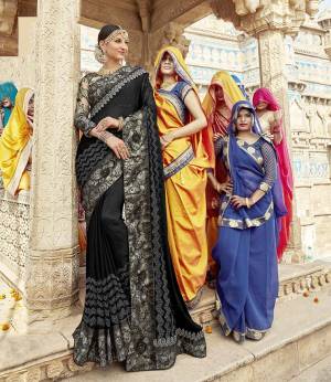 For A Bold And Beautiful Look, Grab This Heavy Designer Saree In Black Color Paired With Black Colored Blouse. This Saree Is Fabricated On Georgette Paired With Satin Silk Fabricated Blouse. This Saree Is Light Weight And Easy To Carry All Day Long,
