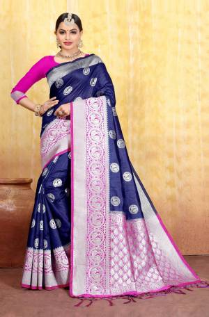 For A Rich And Elegant Look, Grab This Silk Based Saree Which IS Suitable For All. This Saree Is Fabricated On Cotton Silk Jacquard Paired With Art Silk Fabricated Blouse. It Is Beautified With Weave All Over. Buy Now.