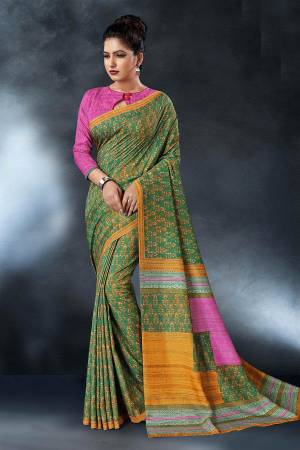 Add This Pretty Saree For your Semi-Casual Wear With Digital Prints All Over. This Saree And Blouse Are Fabricated On Tussar Art Silk Which Ensures Superb Comfort All Day Long.