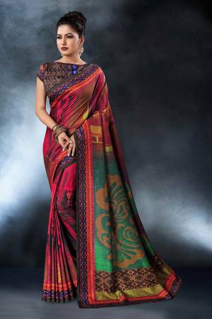 Grab This Pretty Printed Saree For Your Semi-Casuals. This Saree?And Blouse Are Fabricated On Tussar Art Silk Beautified With Digital Prints All Over It, This Saree Is Light In Weight And Easy To Carry All Day Long.