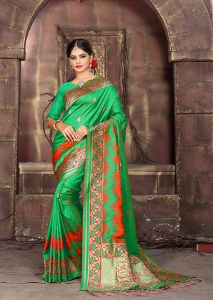 For A Rich And Elegant Look, Grab This Silk Based Saree Which Is Suitable For All. This Saree Is Fabricated On Art Silk Paired With Art Silk Fabricated Blouse. It Is Beautified With Weave All Over. Buy Now