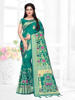 Grab This Pretty Saree For The Upcoming Festive Season With This?Heavy Woven Saree Fabricated On Banarasi Art Silk Paired With Banarasi Art Silk Fabricated Blouse. This Saree And Blouse Are Light Weight And Easy To Carry Throughout The Gala