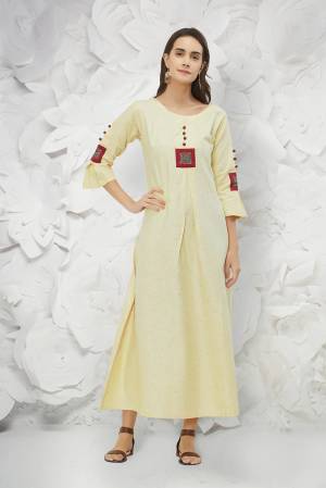 Rich And Elegant Looking Designer Readymade Kurti Is Here In Cream Color Fabricated On Cotton. This Kurti Is Light In Weight And Easy To Carry All Day Long. 