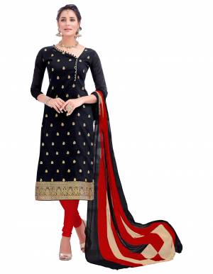 If Those Readymade Suit Does Not Lend You The Desired Comfort, Than Grab This Dress Material In Black Colored Top Paired With Red Bottom And Black And Red Dupatta. Get This Stitched As Per Your Desired Fit And Comfort. 