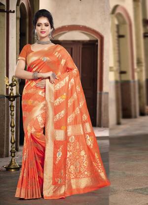 This Festive Season, Grab This Designer Silk Based Saree Which Gives A Rich Look To Your Personality. This Saree And Blouse Are Fabricated On Art Silk Beautified With Heavy Weave All Over The Saree. Buy Now.