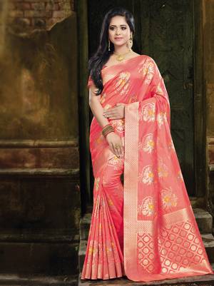 This Festive Season, Grab This Designer Silk Based Saree Which Gives A Rich Look To Your Personality. This Saree And Blouse Are Fabricated On Art Silk Beautified With Heavy Weave All Over The Saree. Buy Now.