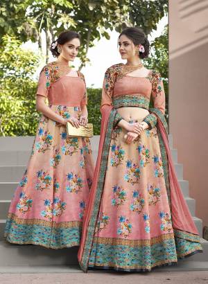 New And Unique Pattenered Designer Lehenga Choli Is Here For The Upcoming Wedding Season. This Lehenga Choli Is Fabricated On Satin Silk Paired With Chiffon Silk Dupatta. It Is Beautified With Digital Prints And Stone Work .