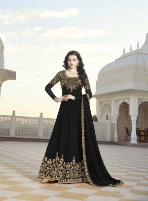 Grab This Designer Floor Length Suit Which Gives A Bold And Beautiful Look To Your Personality. This Suit Is Georgette Based Beautified With Heavy Attractive Embroidery Beautified With Stone Work. Buy This Suit Now.