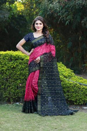 This Festive Season Be The Most Unique Of All Wearing This Handicraft Bandhani Saree. This pretty Saree And Blouse Are Fabricated On Tafeta Art Silk Which Also Gives A Rich Look To Your Personality. 