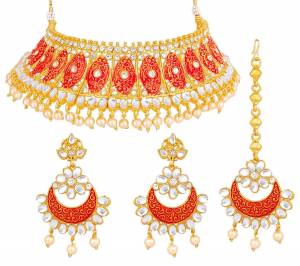 Grab This Heavy Necklace Set For The Upcoming Wedding Season. Pair This Up With Your Heavy Ethnic Attire In Same Or Any Contrasting Color. 