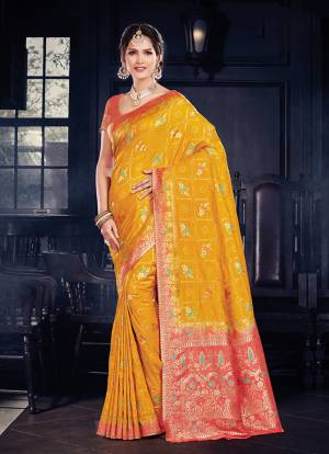 For A Rich And Elegant Look In Traditionals. Grab This Designer Silk Based Saree Paired With art Silk Fabricated Blouse. It Is Beautified With Heavy Weave all Over, And Its  Fabric And Color Pallete Gives A Rich Look To Your Personality. 