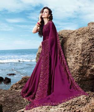 Beat The Heat This Summer Wearing This Designer Saree In Purple Color Paired With Purple Colored Blouse. This Saree Is Fabricated On Georgette Satin Paired With Art Silk Fabricated Blouse. 