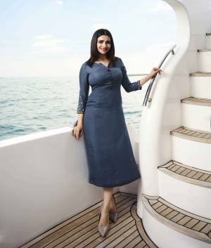 Celebrate This Festive Season With Beauty And Comfort Wearing This Designer Readymade Straight Kurti In Blue Color Fabricated On Satin Silk Which Is Soft Towards Skin And Easy To Carry All Day Long. 